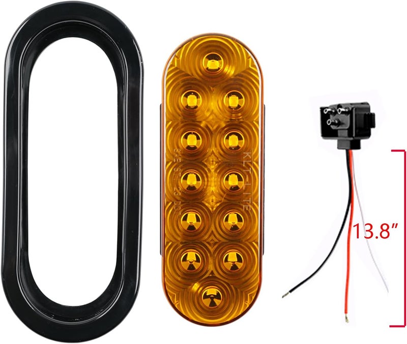 fouwick 2Pcs 6" Oval LED Red Tail Trailer Light 12LEDs, IP65 Waterproof, Stop Brake Turn Signal Reverse marker, Surface Mount, For Bus Lorry Camper Boat Bus Truck RV Pickup Golf Cart Motorcycle - Image 3